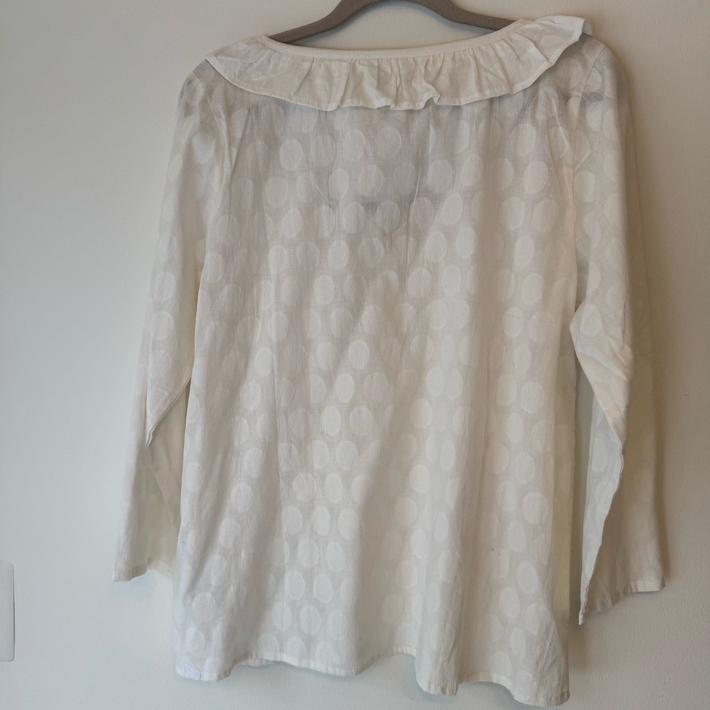 Compañia Fantastica White Cotton NWT Ruffled Blouse Feminine Office 0060 - Picture 3 of 13